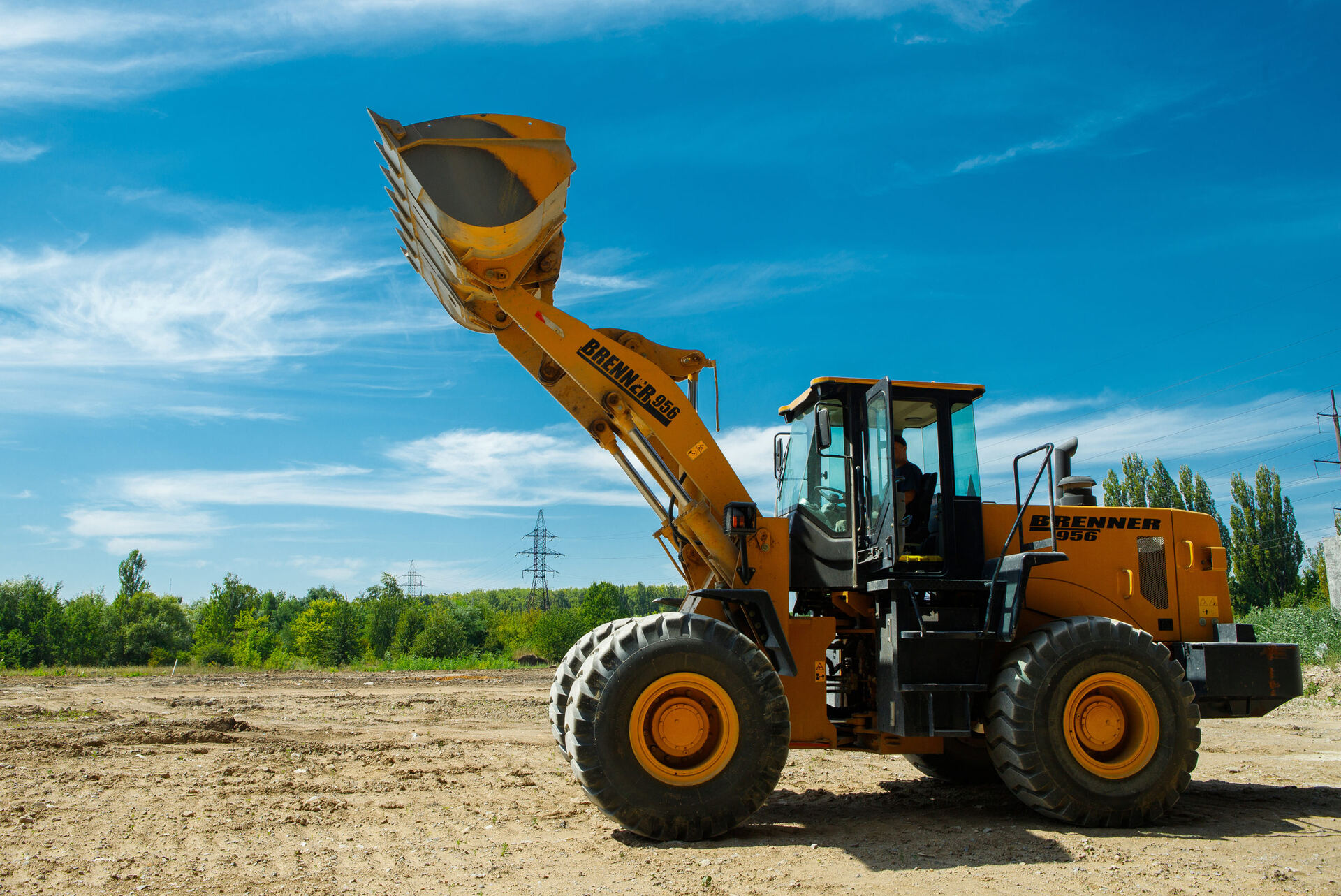 Wheel loader on a construction site
